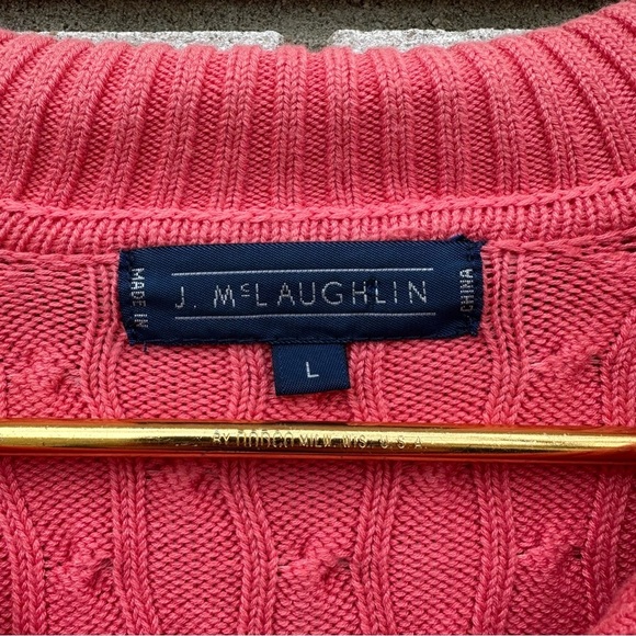 J. McLaughlin Coral Pink Cable Knit Polo Collar Sweater
Preppy Fisherman - Picture 3 of 9